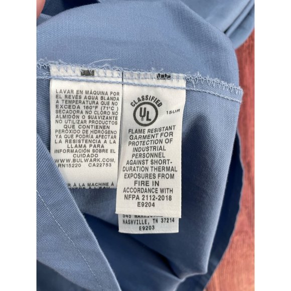 Bulwark FR Cat 1 2122 Lab Coat Men's Size XL Blue 3 Pockets Pass Through - Picture 8 of 11